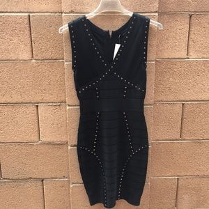 French connection bandage dress black with studs